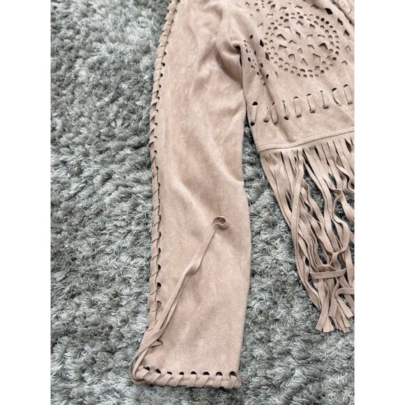 Lulumari Faux Suede Fringe Jacket Women’s M Boho Hippie Western Festival Indie - Picture 8 of 14